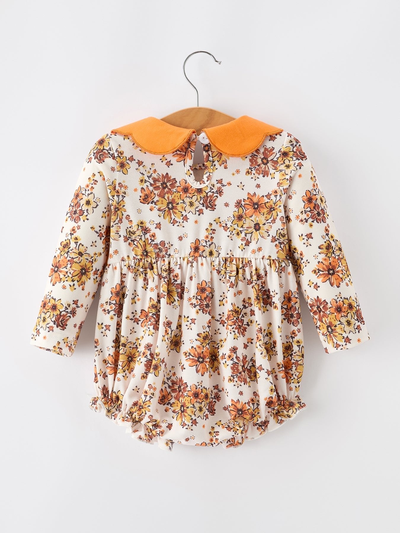 Fall Orange Floral Baby Bubble Petals Collar - Abbies Place