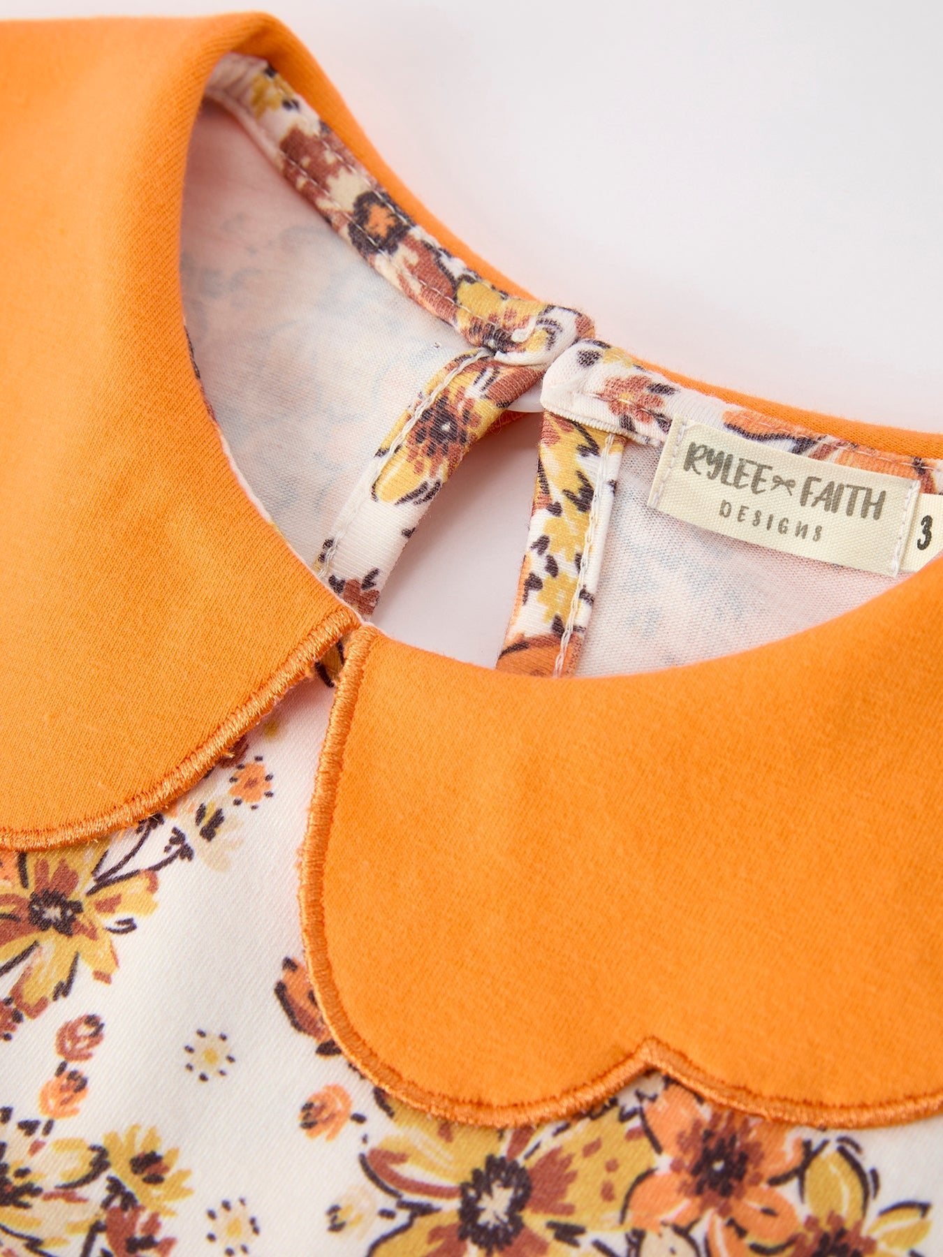 Fall Orange Floral Girl Dress Petals Collar - Abbies Place
