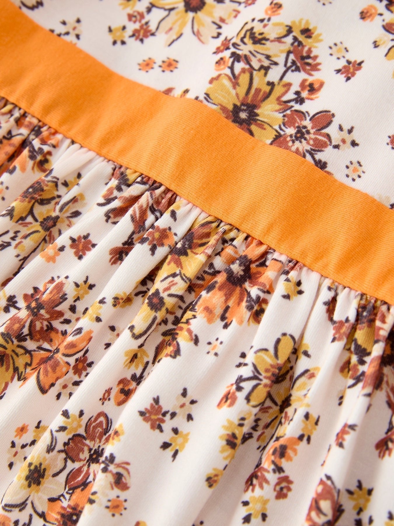 Fall Orange Floral Girl Dress Petals Collar - Abbies Place