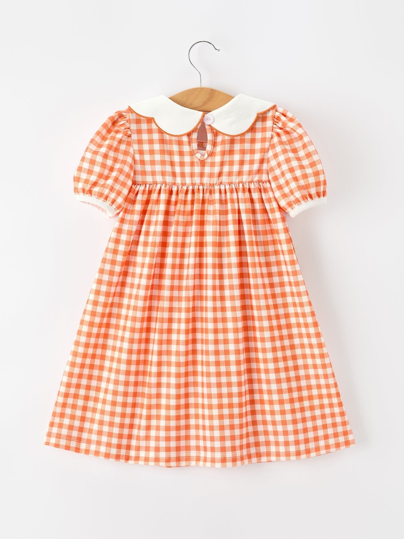 Fall Pumpkin Embroidered Puff Sleeve Girls Dress - Abbies Place