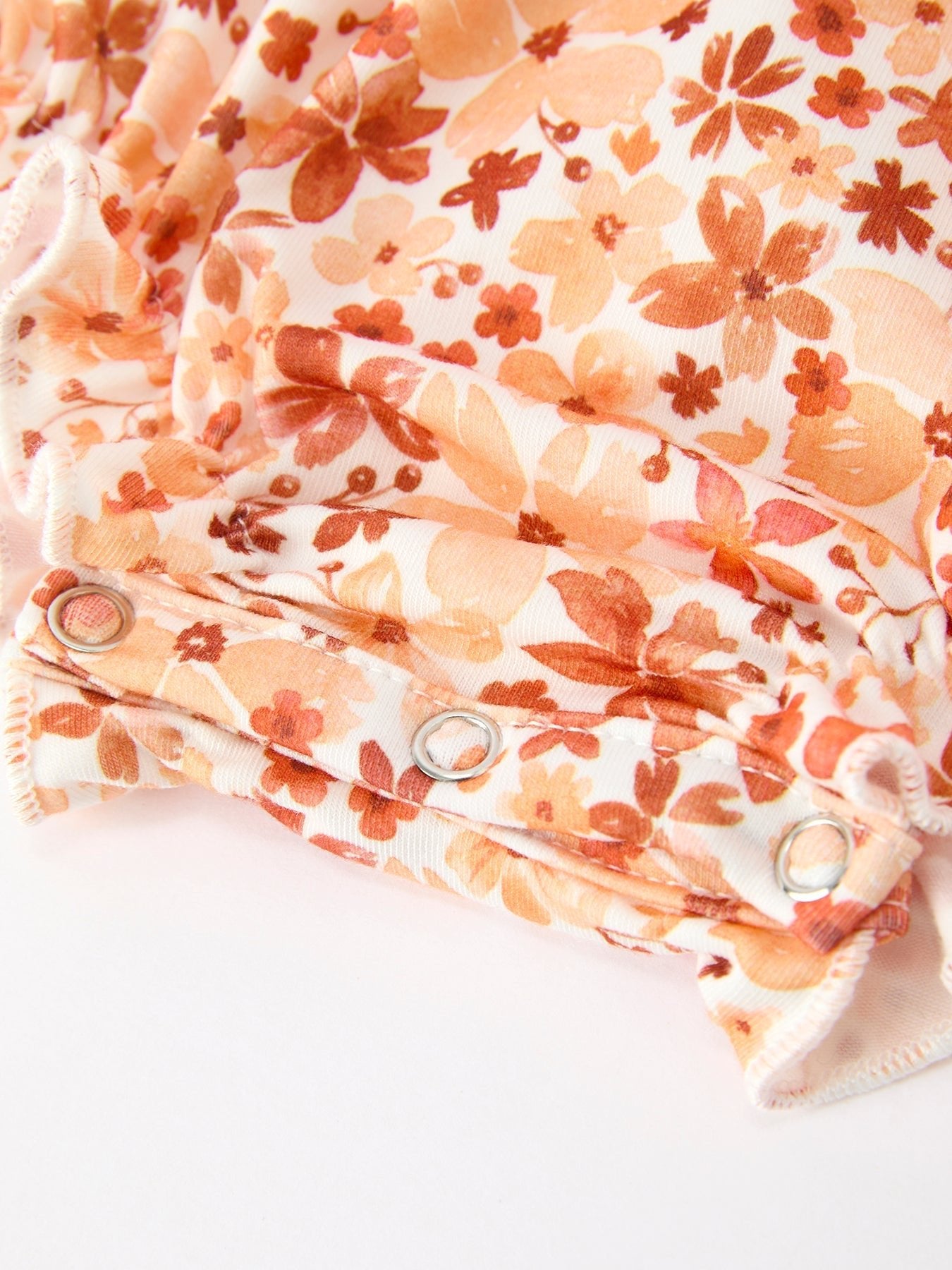 Fall Rust Floral Baby Romper Smocked Petal Collar - Abbies Place