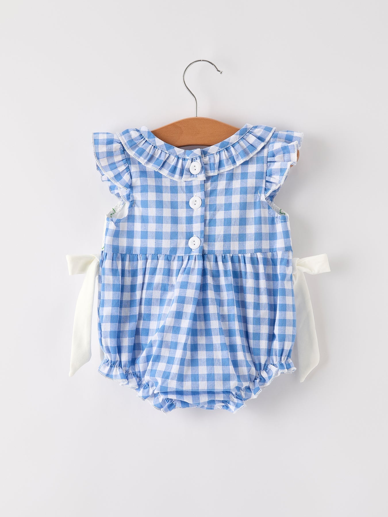 Fall Thanksgiving& Halloween Blue Pumpkin Smock Embroidery Baby Girl Romper - Abbies Place