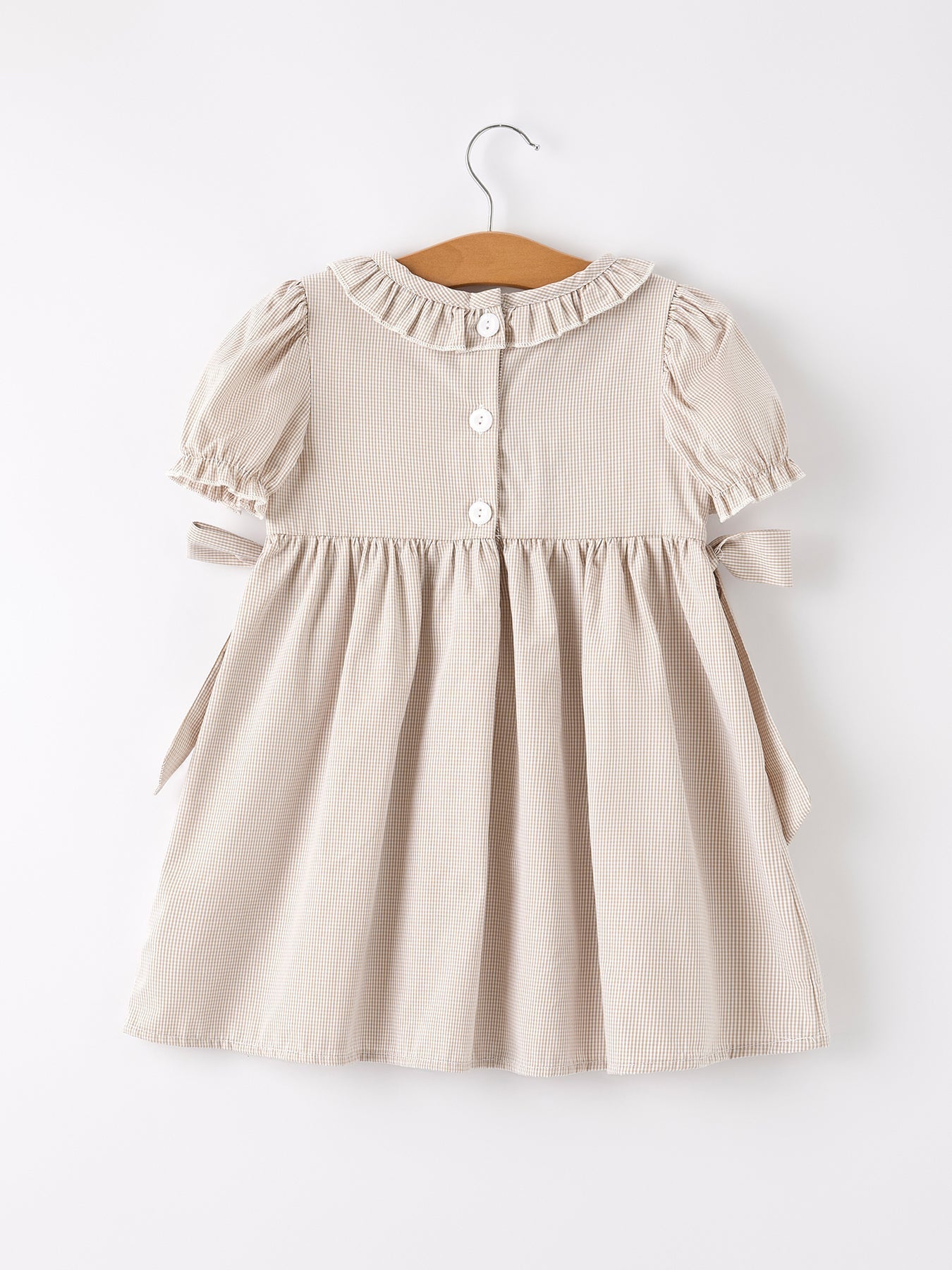 Fall Thanksgiving Pumpkin Embroidery Smock Plaid Girls Dress - Abbies Place