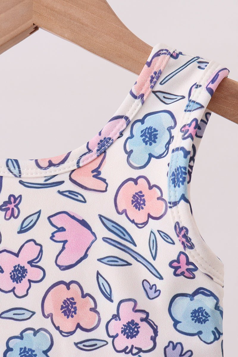 Floral Performance Scalloped Tank Dress - Abbies Place