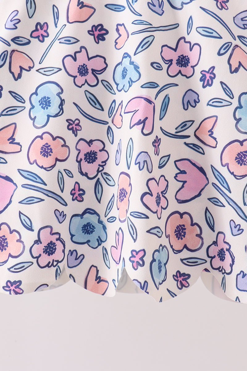 Floral Performance Scalloped Tank Dress - Abbies Place