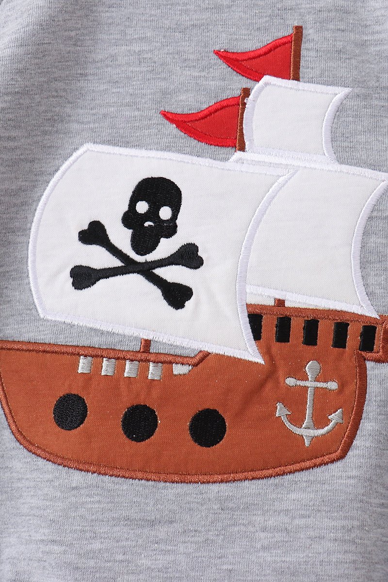Gray Ship Applique Bubble - Abbies Place