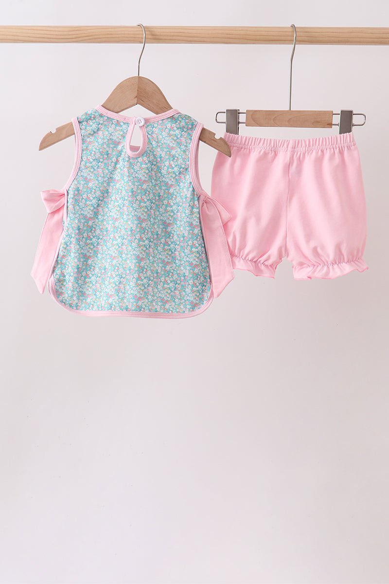 Green Bear Floral Applique Bloomer Set - Abbies Place