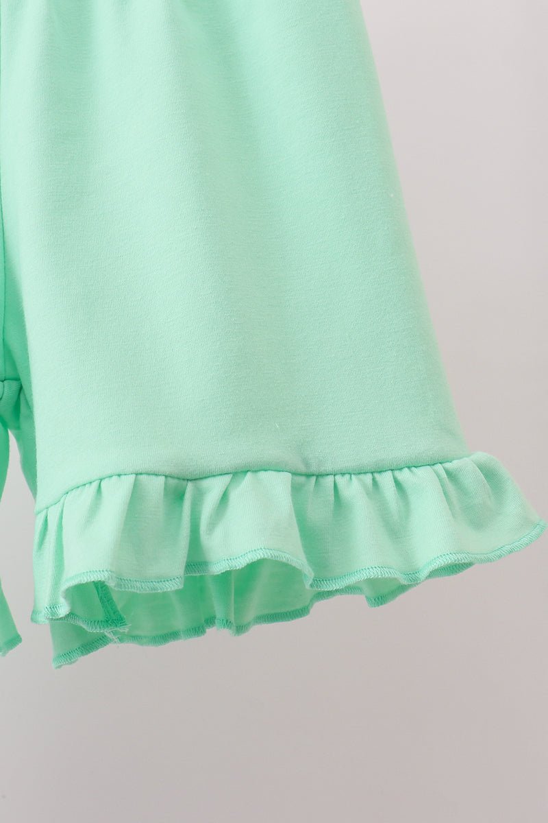 Green Bow Checkered Ruffle Shorts Set - Abbies Place