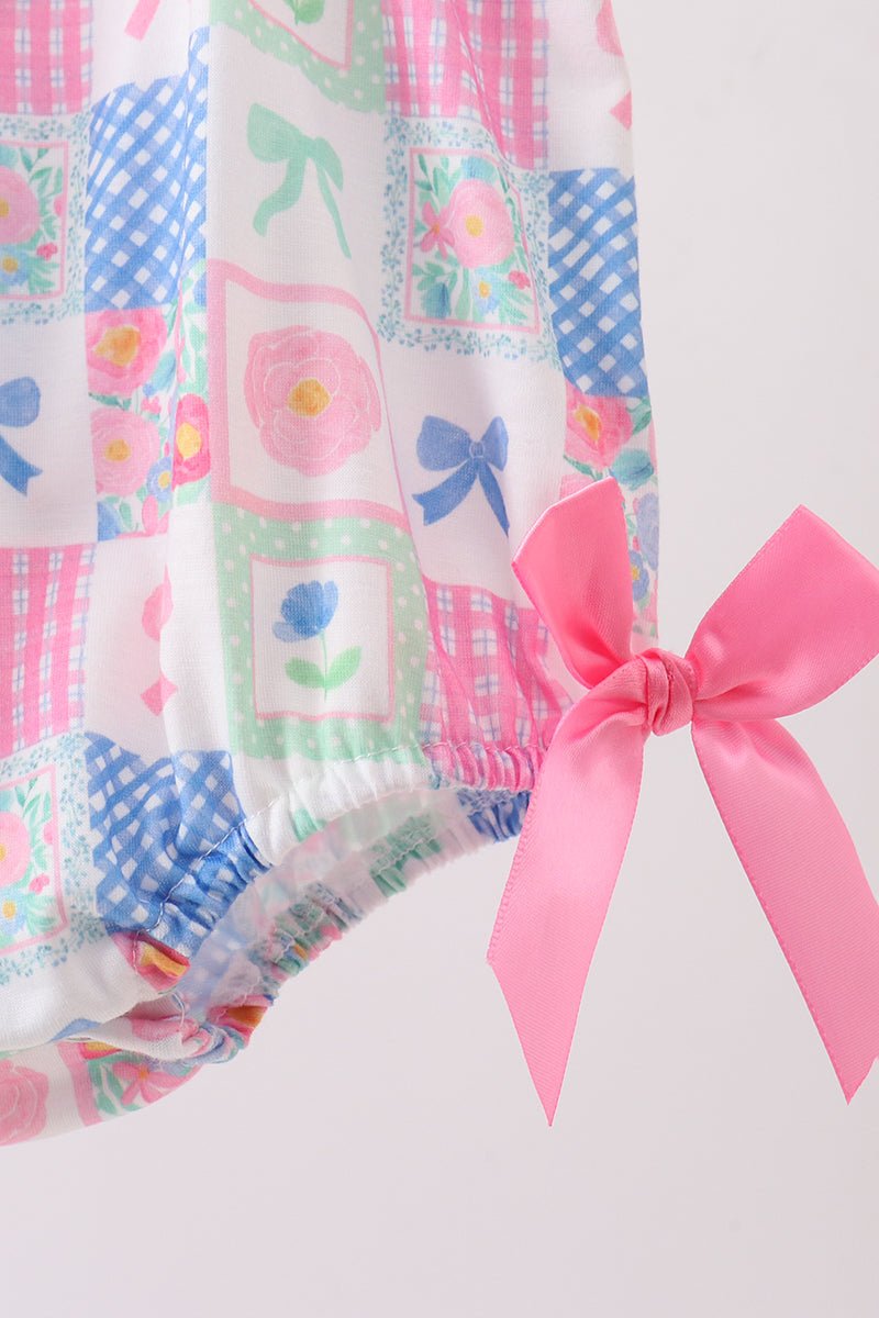 Green Bow Embroidered Checkered Bubble - Abbies Place