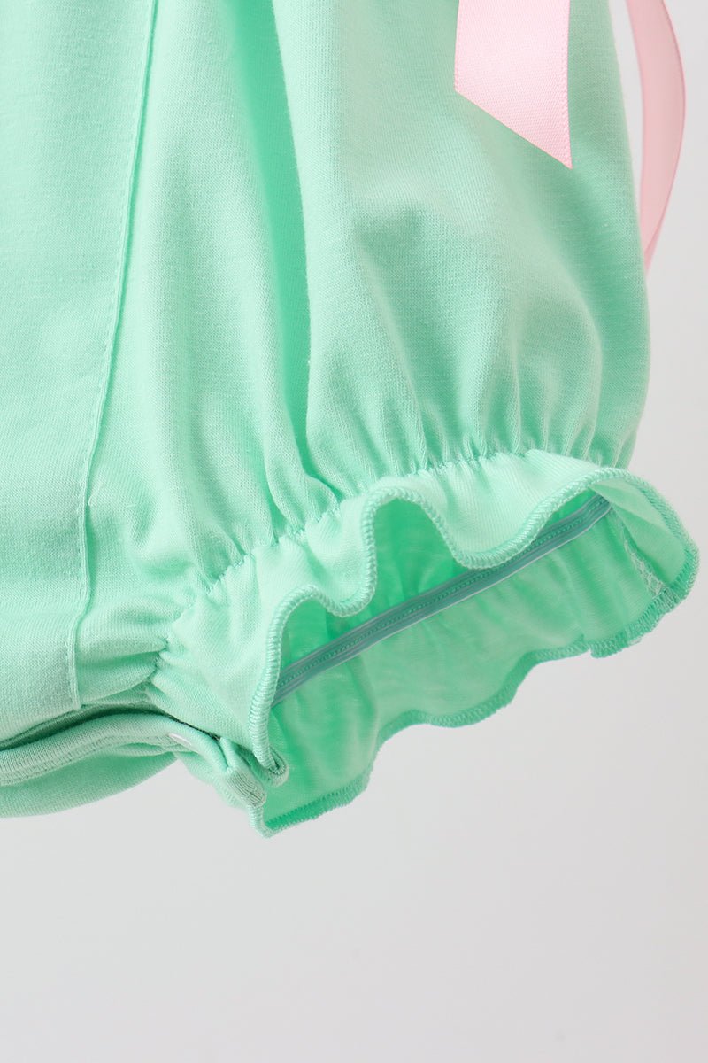 Green Butterfly Smocked Lace Bubble - Abbies Place