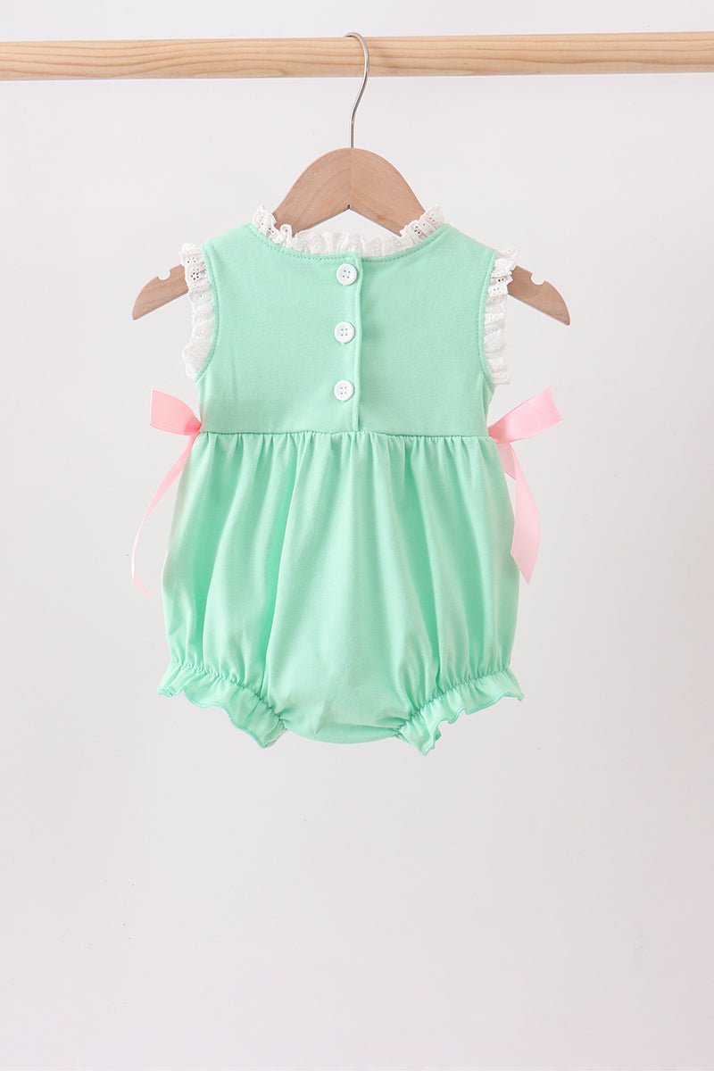 Green Butterfly Smocked Lace Bubble - Abbies Place
