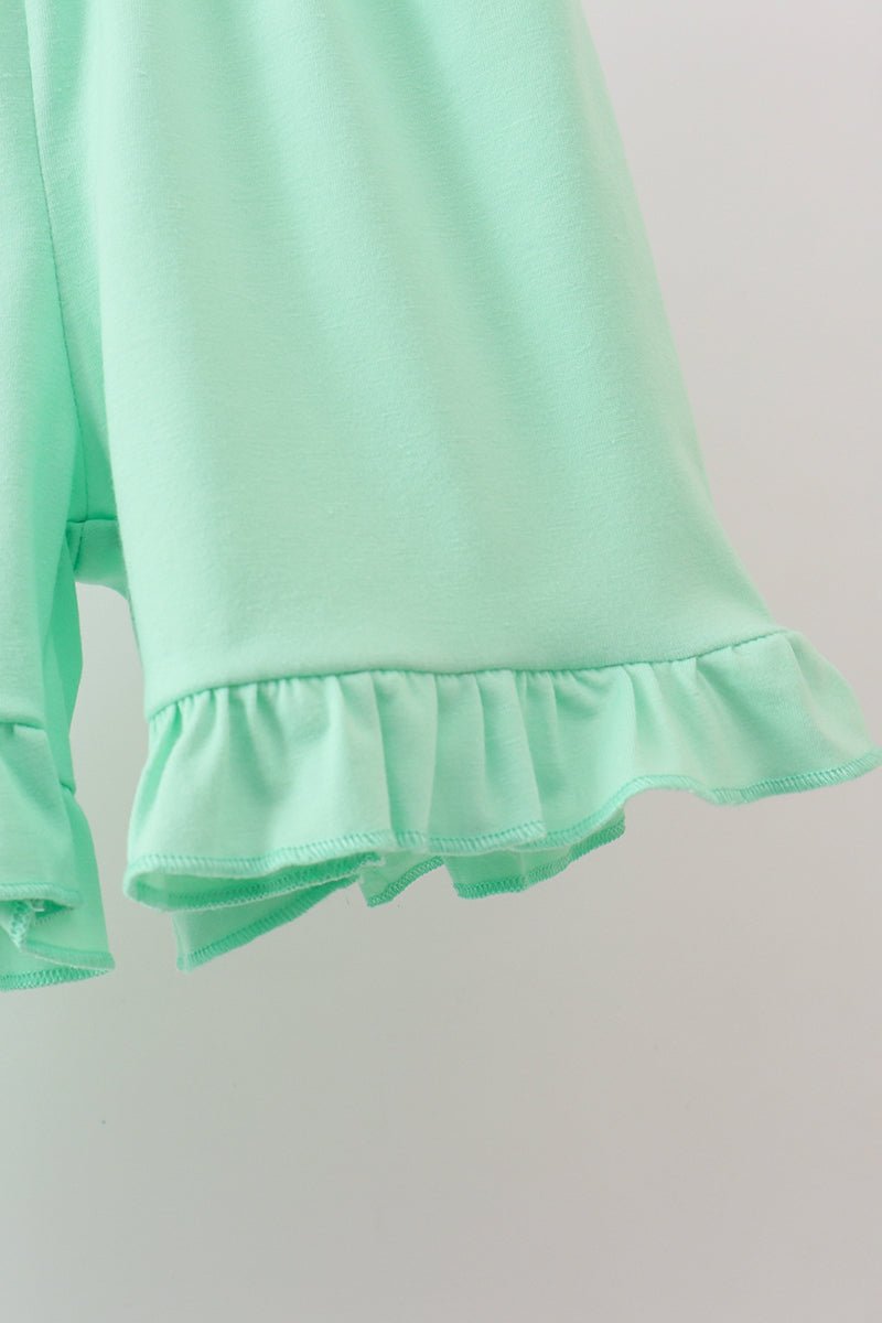 Green Butterfly Smocked Ruffle Shorts Set - Abbies Place