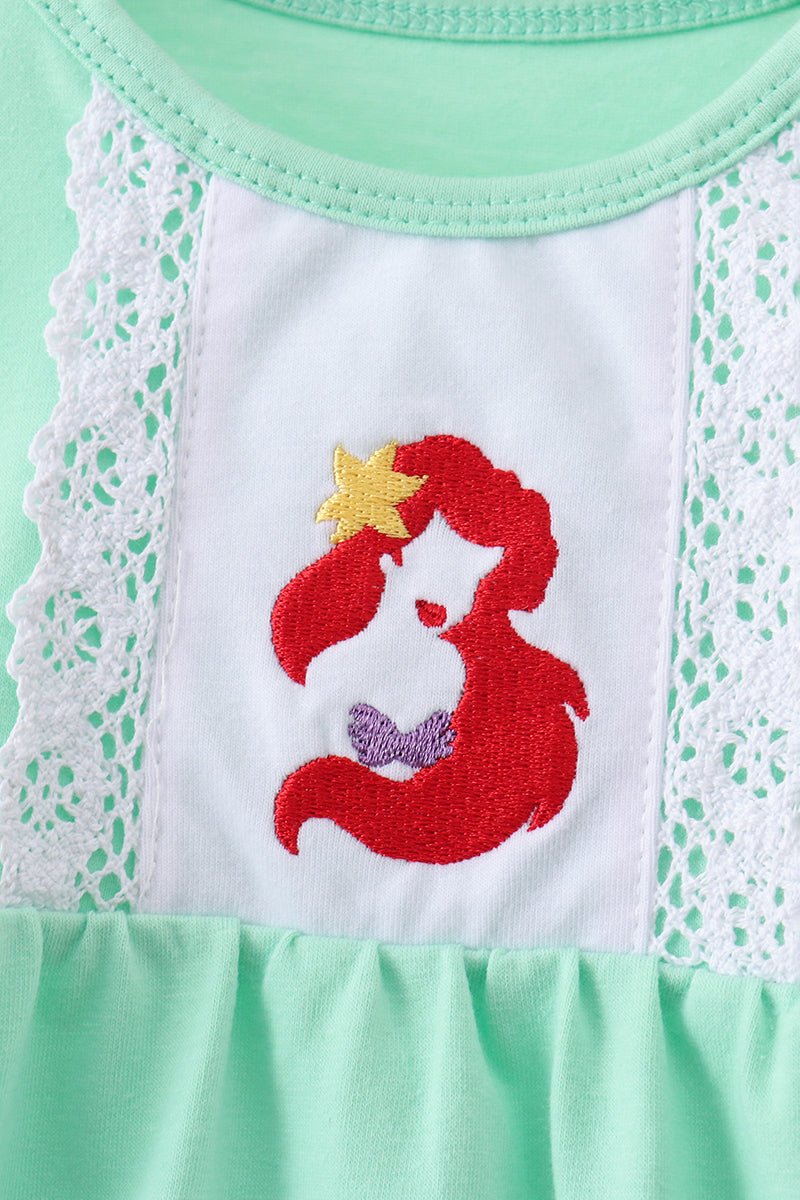 Green character embroidery ruffle bubble - Abbies Place
