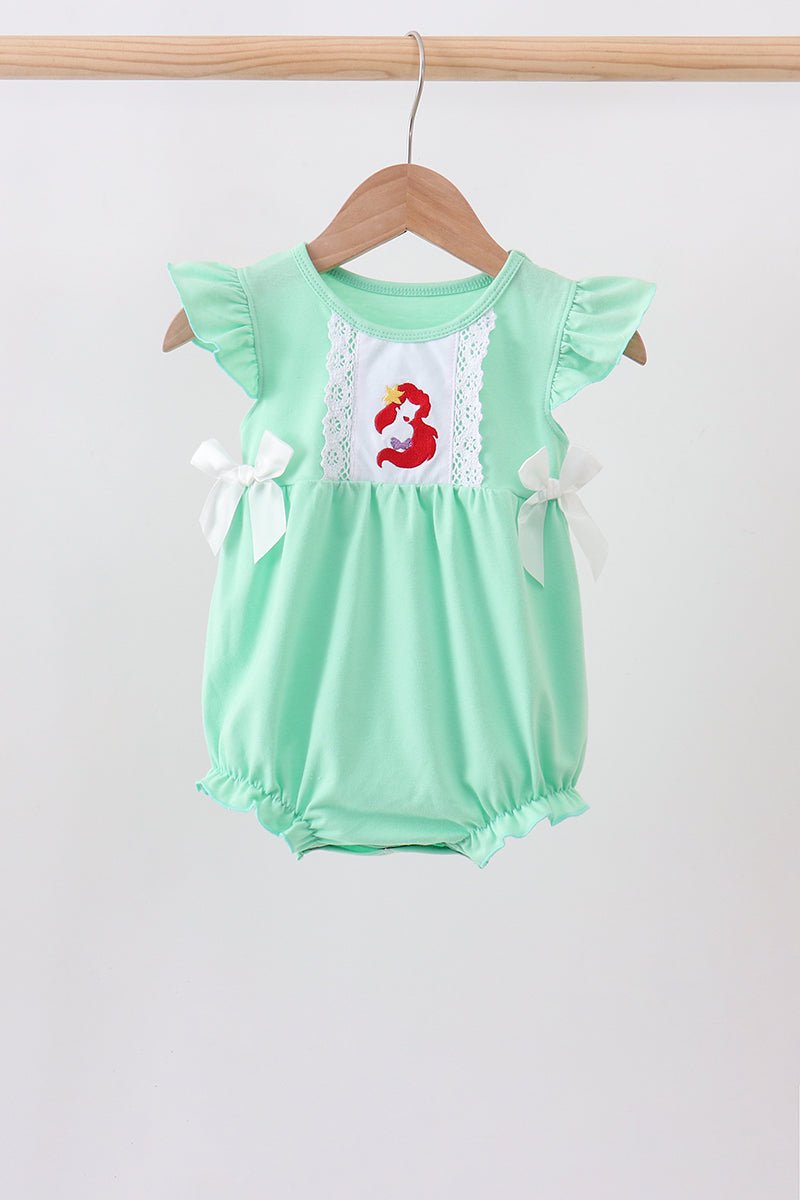 Green character embroidery ruffle bubble - Abbies Place