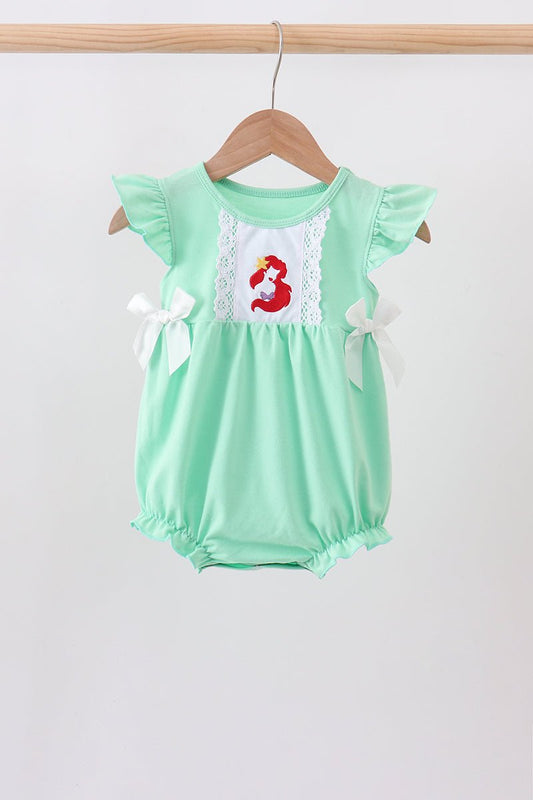 Green character embroidery ruffle bubble - Abbies Place