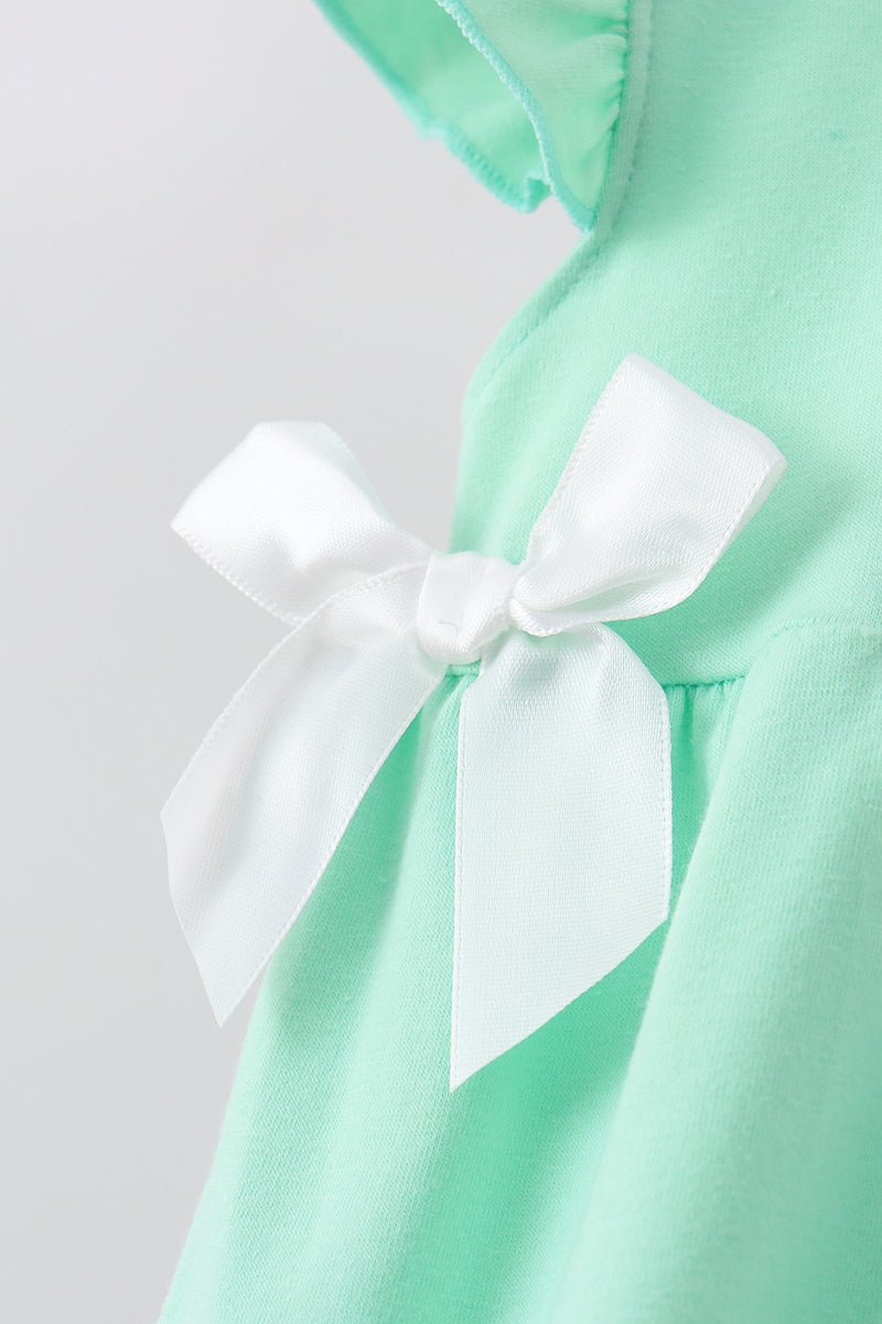 Green character embroidery ruffle bubble - Abbies Place