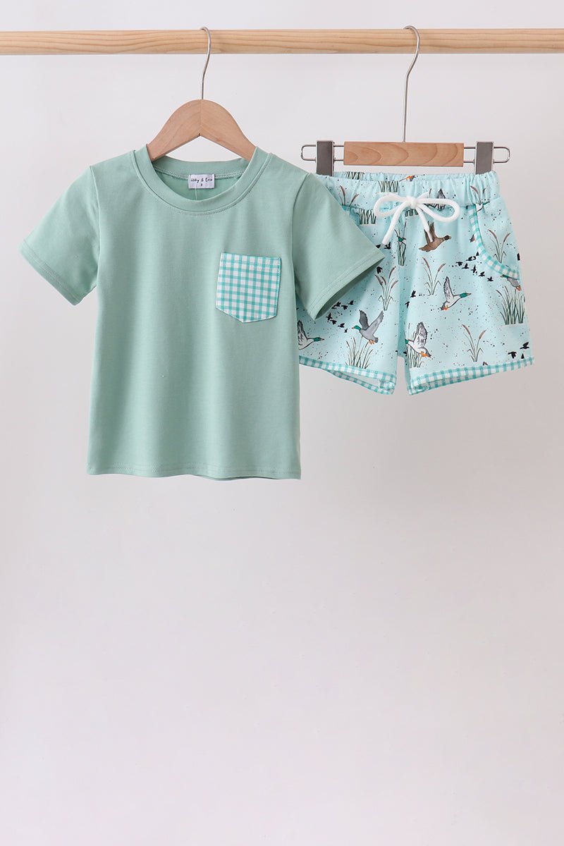 Green Duck Pocket Shorts Set - Abbies Place