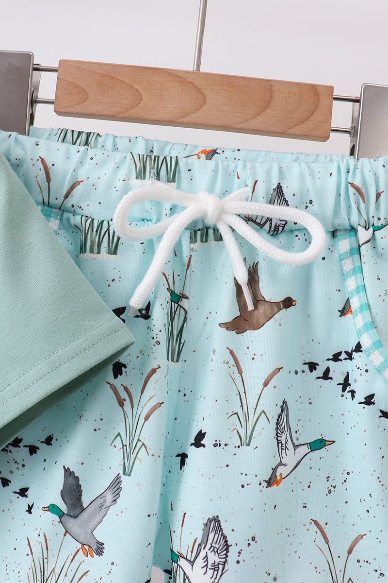 Green Duck Pocket Shorts Set - Abbies Place
