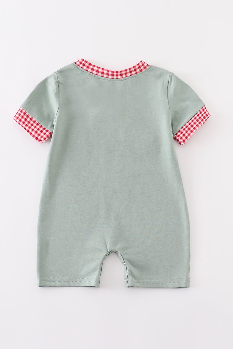 Green Farm French Knot Romper - Abbies Place
