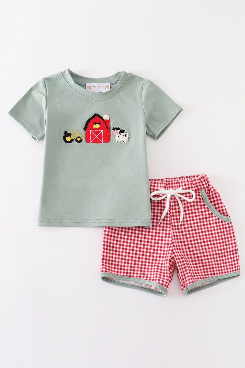 Green Farm French Knot Shorts Set - Abbies Place