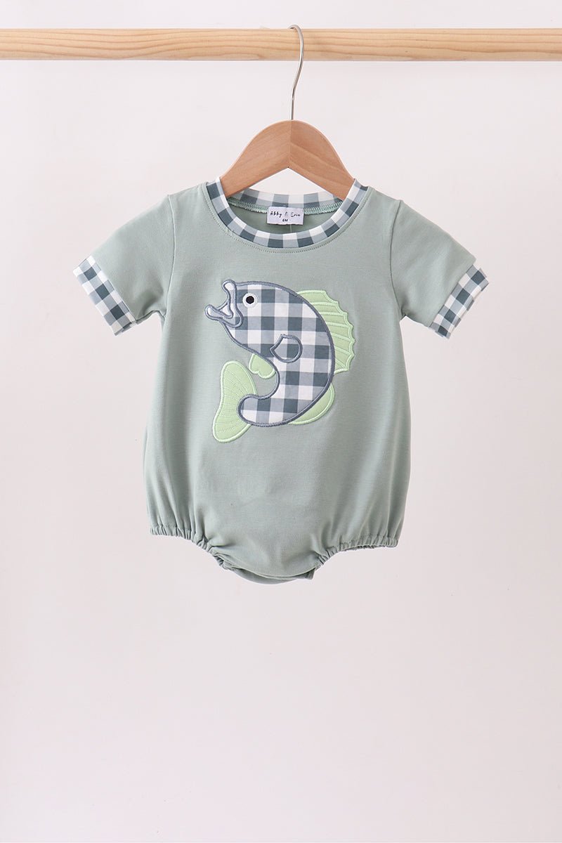 Green Fish Applique Bubble - Abbies Place