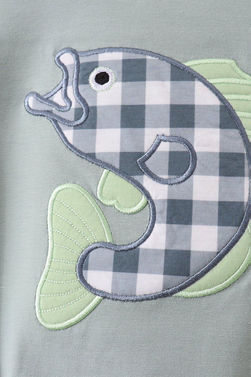 Green Fish Applique Bubble - Abbies Place