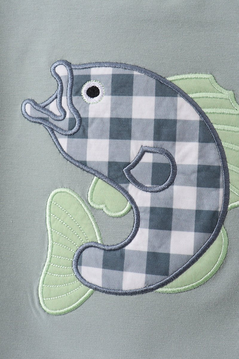 Green Fish Applique Shorts Set - Abbies Place