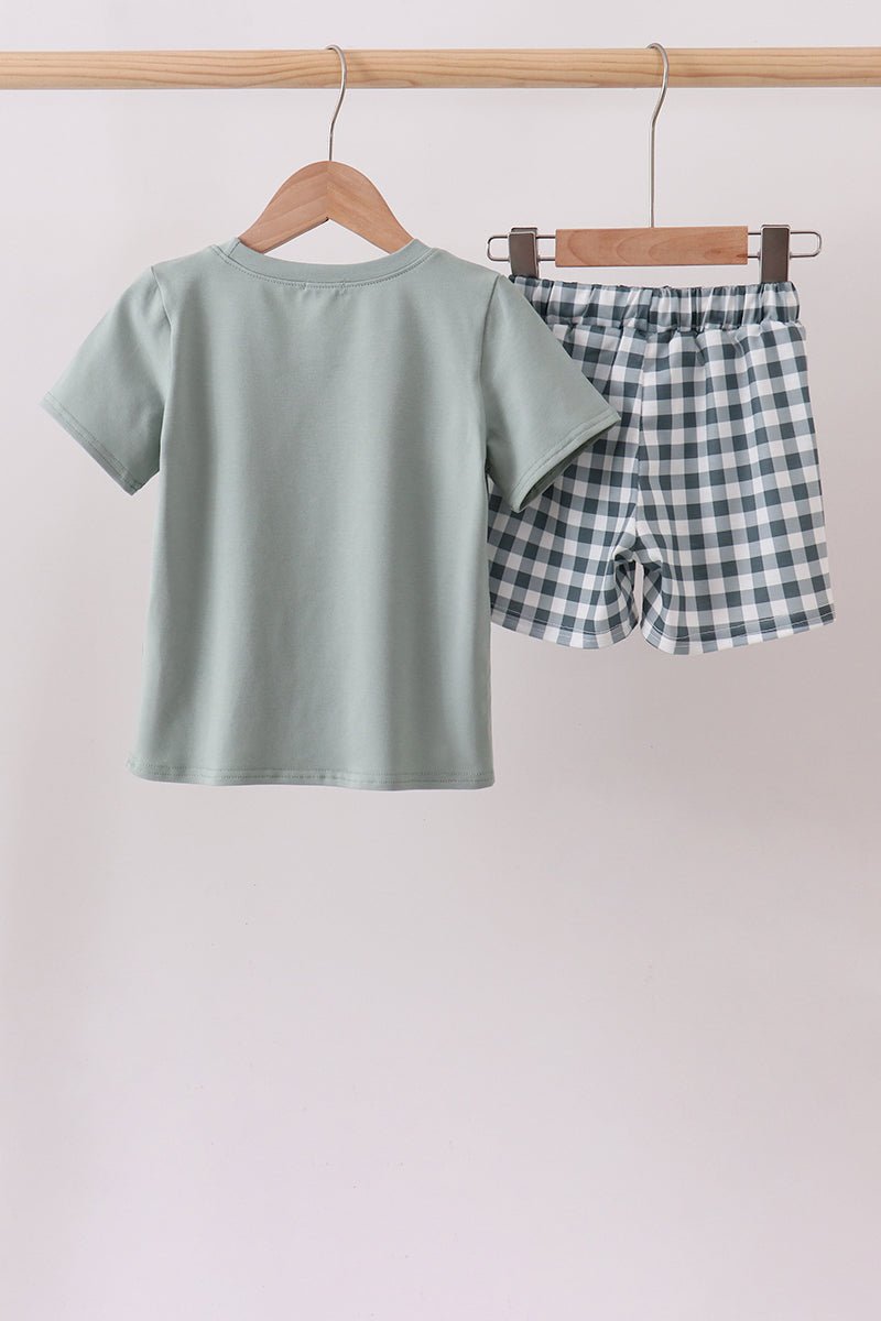 Green Fish Applique Shorts Set - Abbies Place