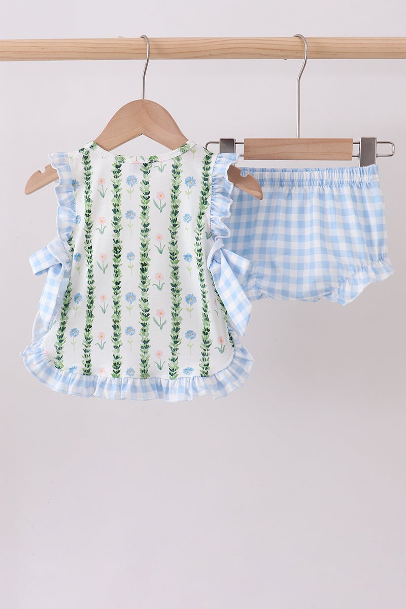 Green Floral Ruffle Bloomer Set - Abbies Place