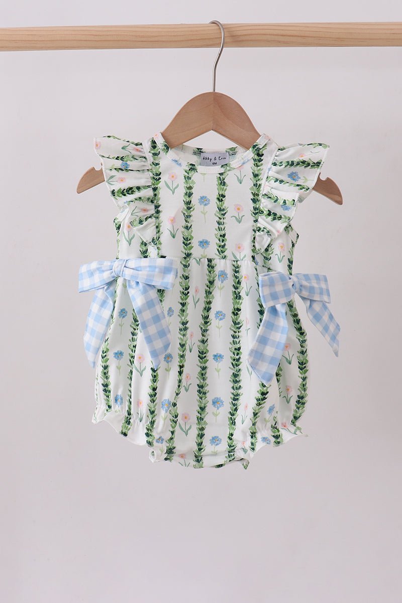 Green Floral Ruffle Bubble - Abbies Place