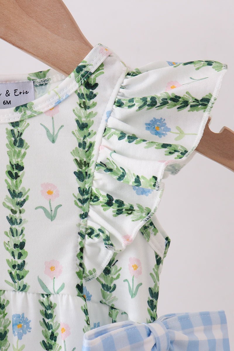 Green Floral Ruffle Bubble - Abbies Place