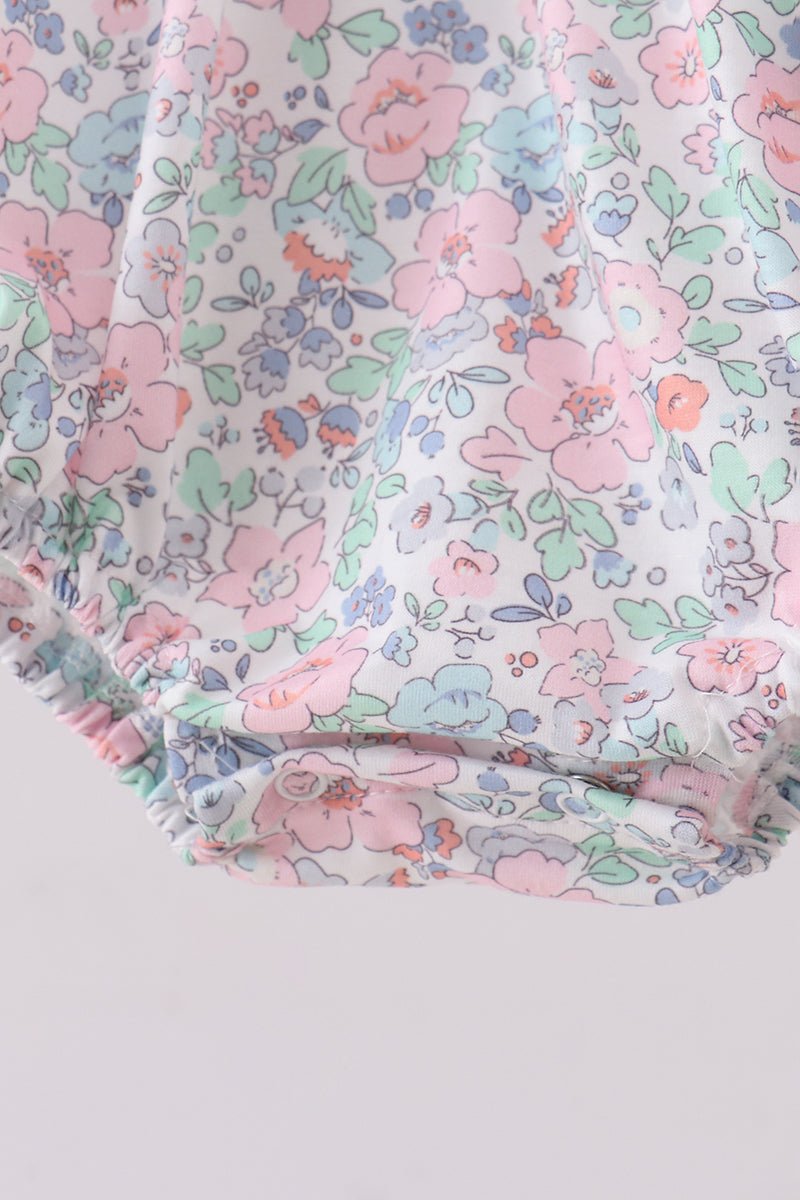 Green Floral Smocked Bubble - Abbies Place