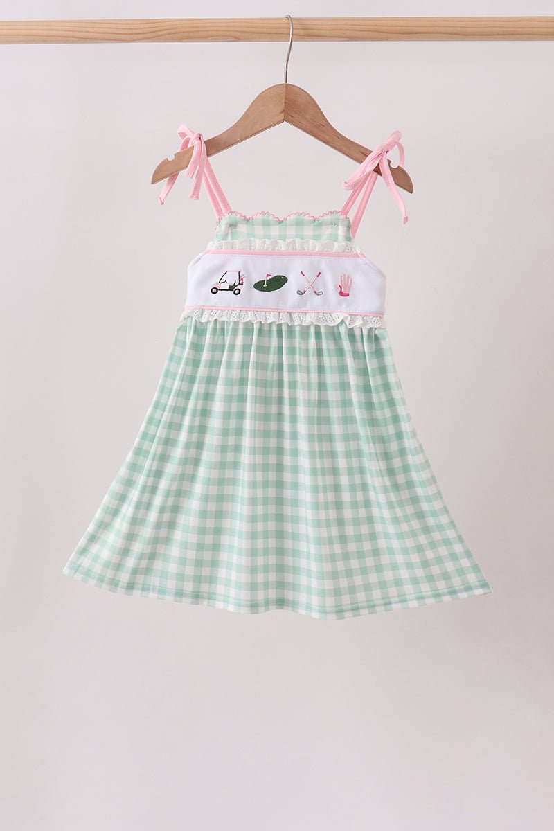 Green Golf Embroidered Dress - Abbies Place