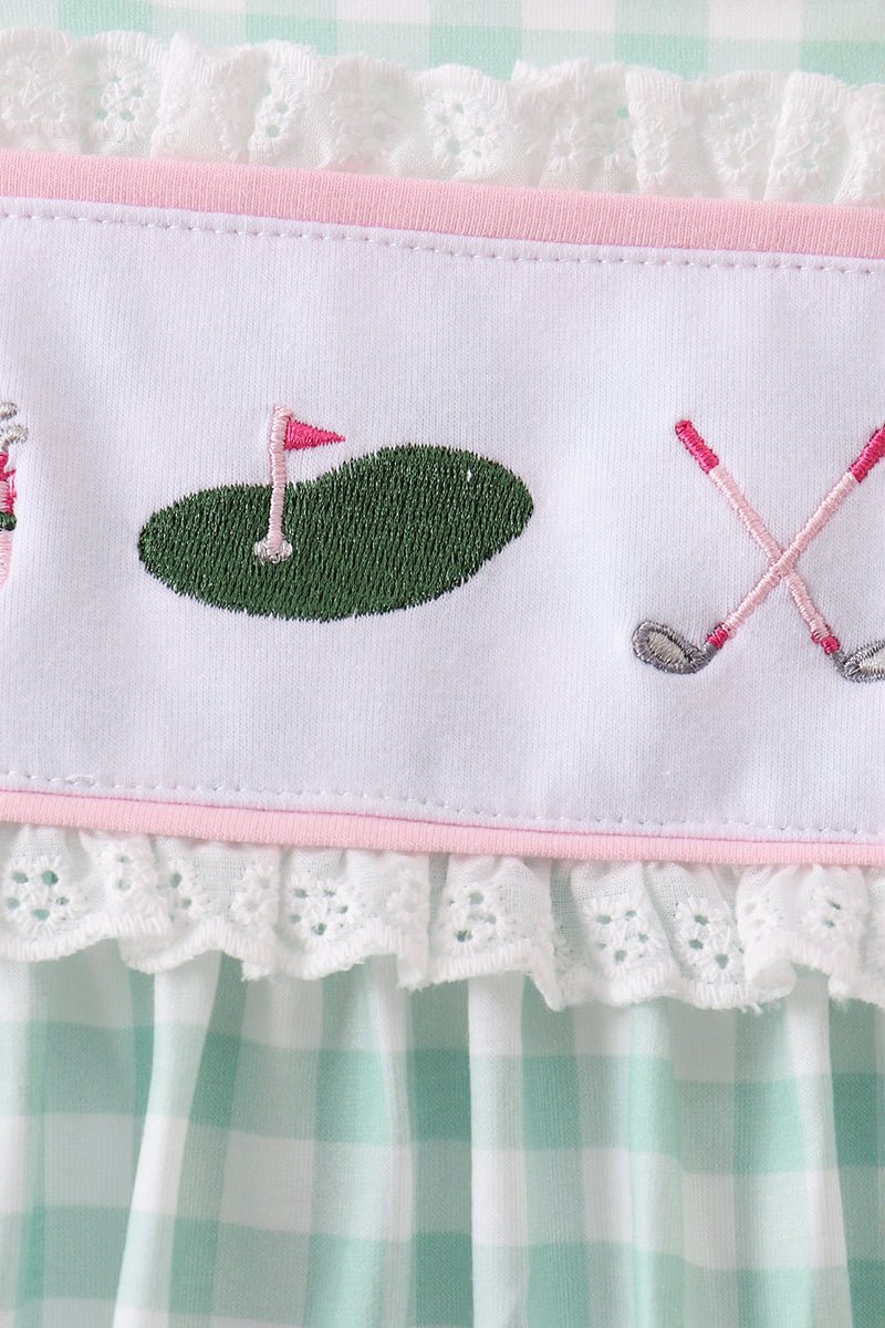 Green Golf Embroidered Dress - Abbies Place