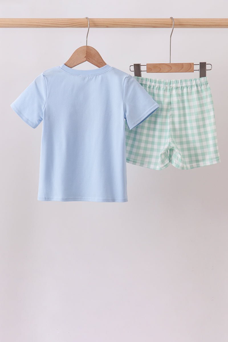Green Golf Embroidered Gingham Set - Abbies Place