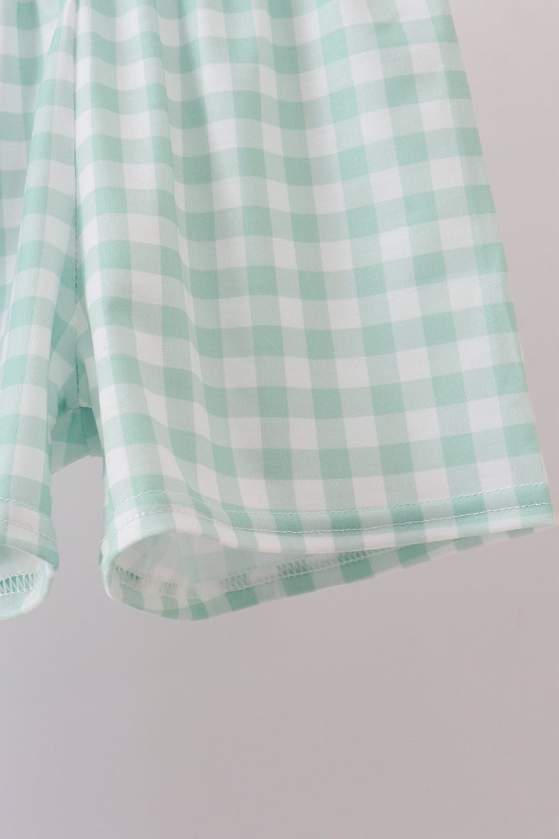 Green Golf Embroidered Gingham Set - Abbies Place
