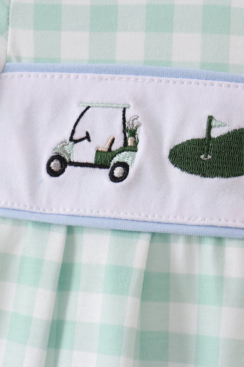 Green Golf Embroidered Romper - Abbies Place