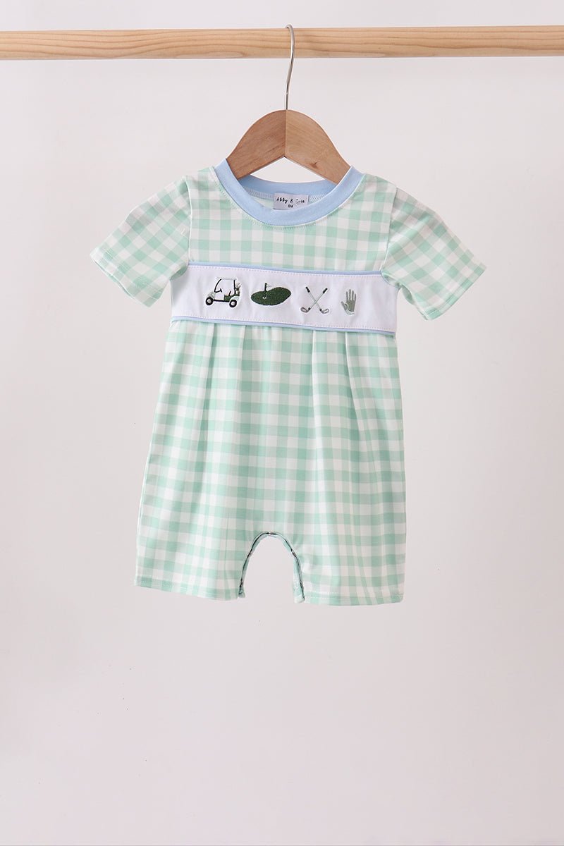 Green Golf Embroidered Romper - Abbies Place