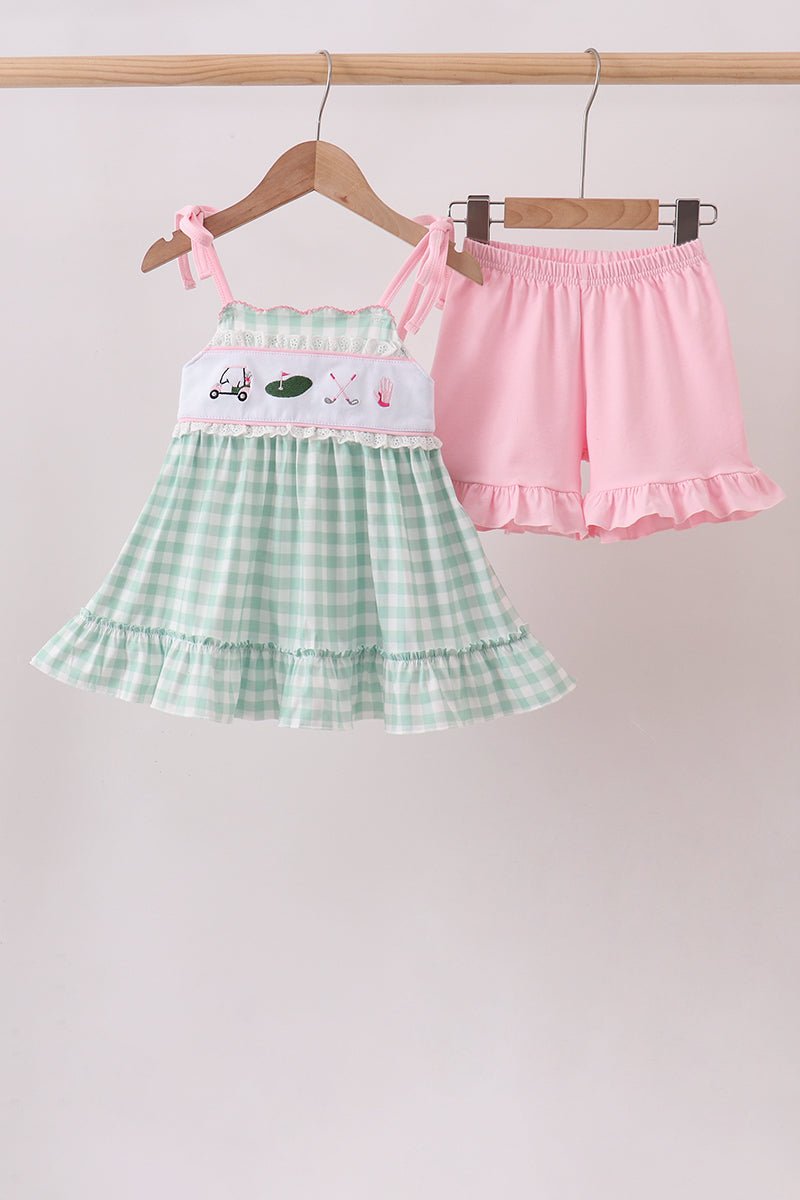 Green Golf Embroidered Ruffle Set - Abbies Place