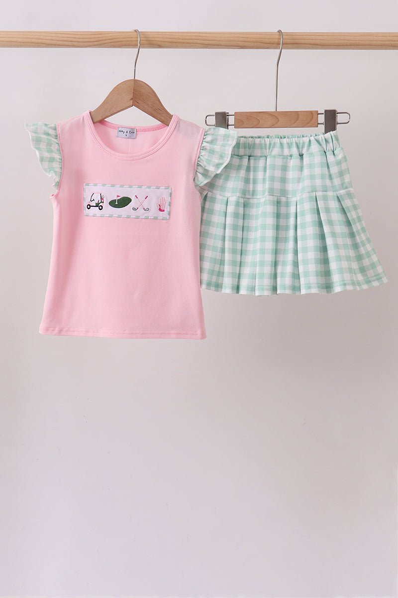 Green Golf Embroidered Skorts Set - Abbies Place