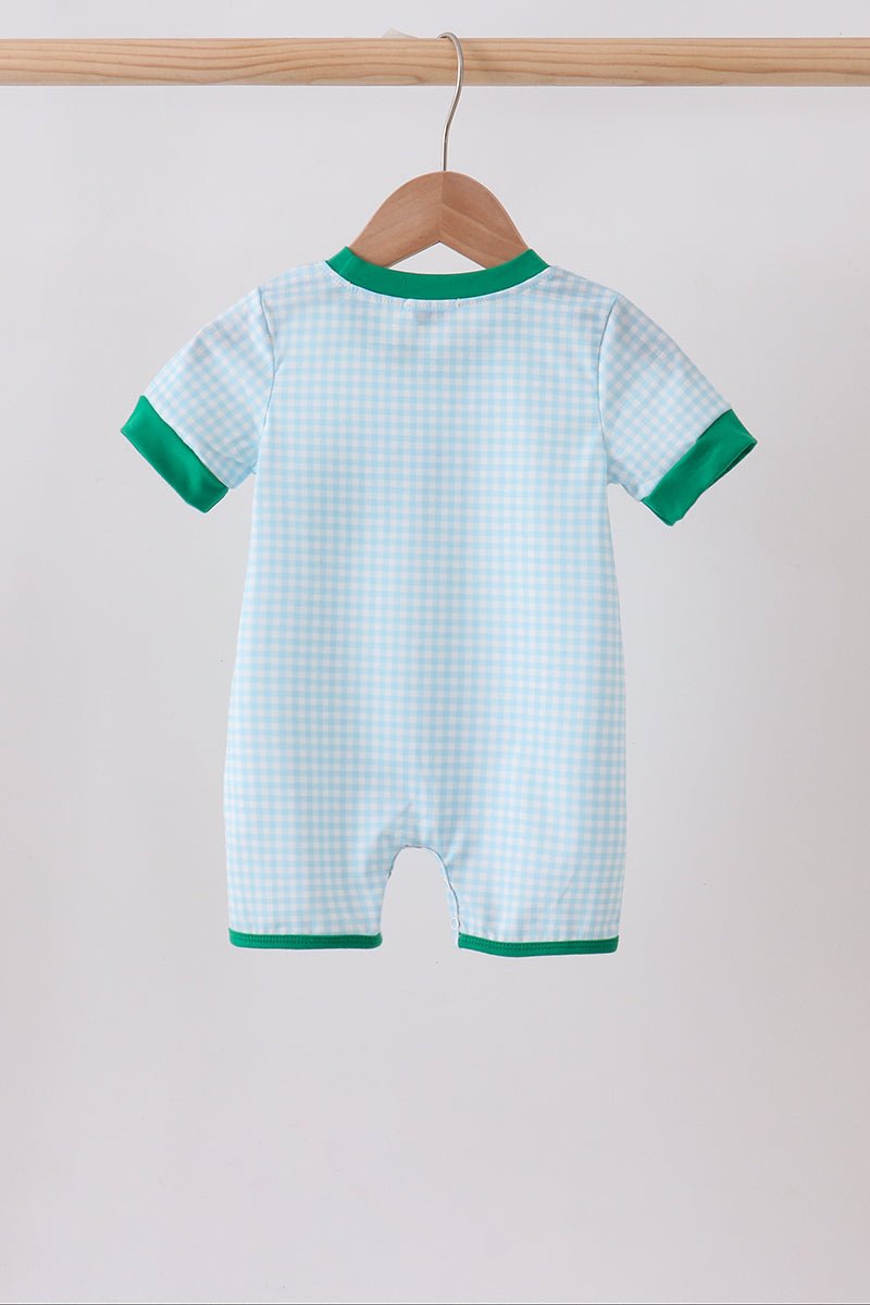 Green grid pocket romper - Abbies Place