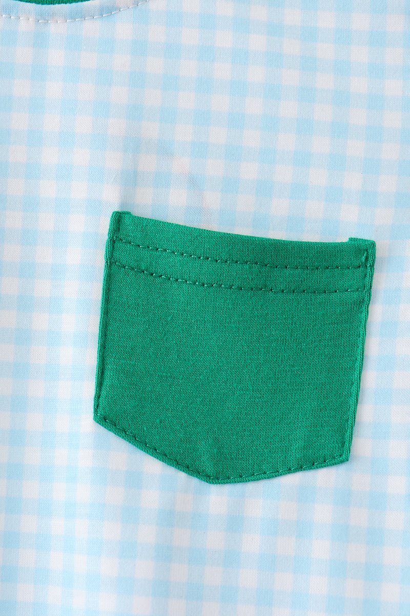 Green grid pocket romper - Abbies Place