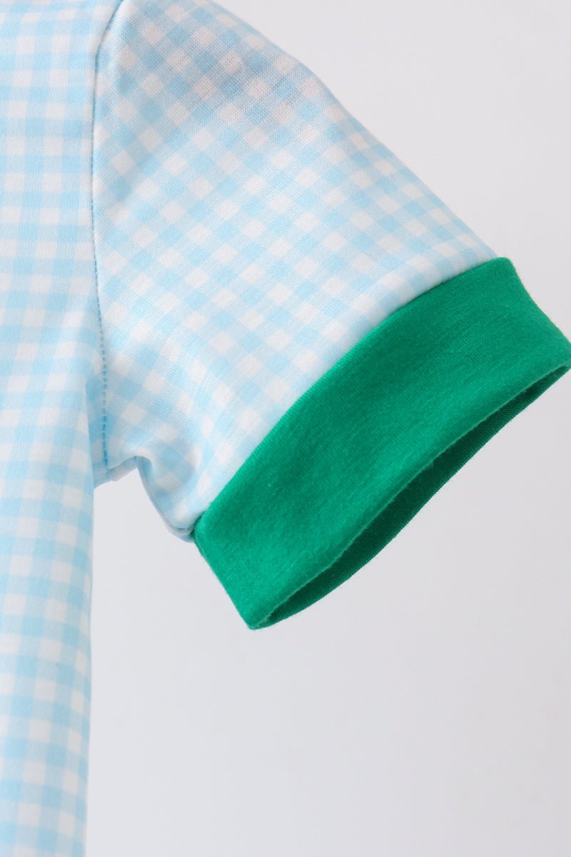 Green grid pocket romper - Abbies Place