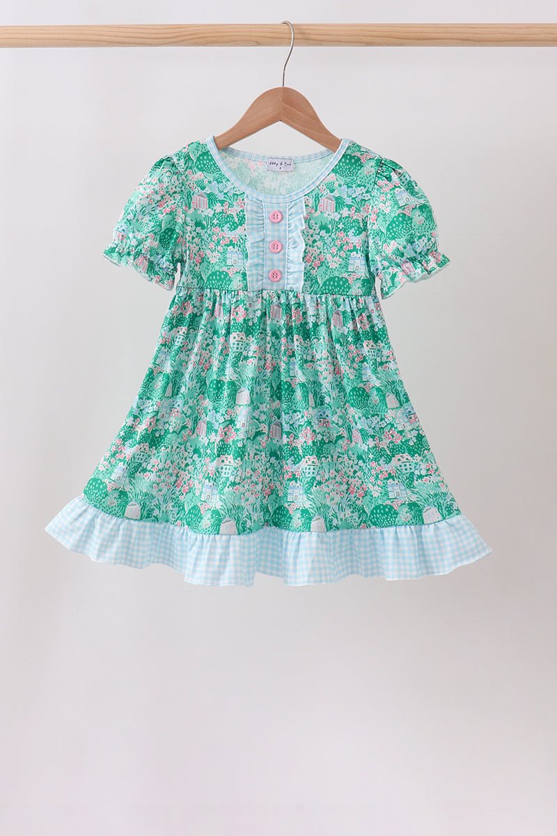 Green house floral Ruffle Dress - Abbies Place