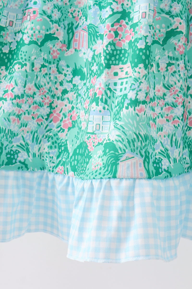 Green house floral Ruffle Dress - Abbies Place