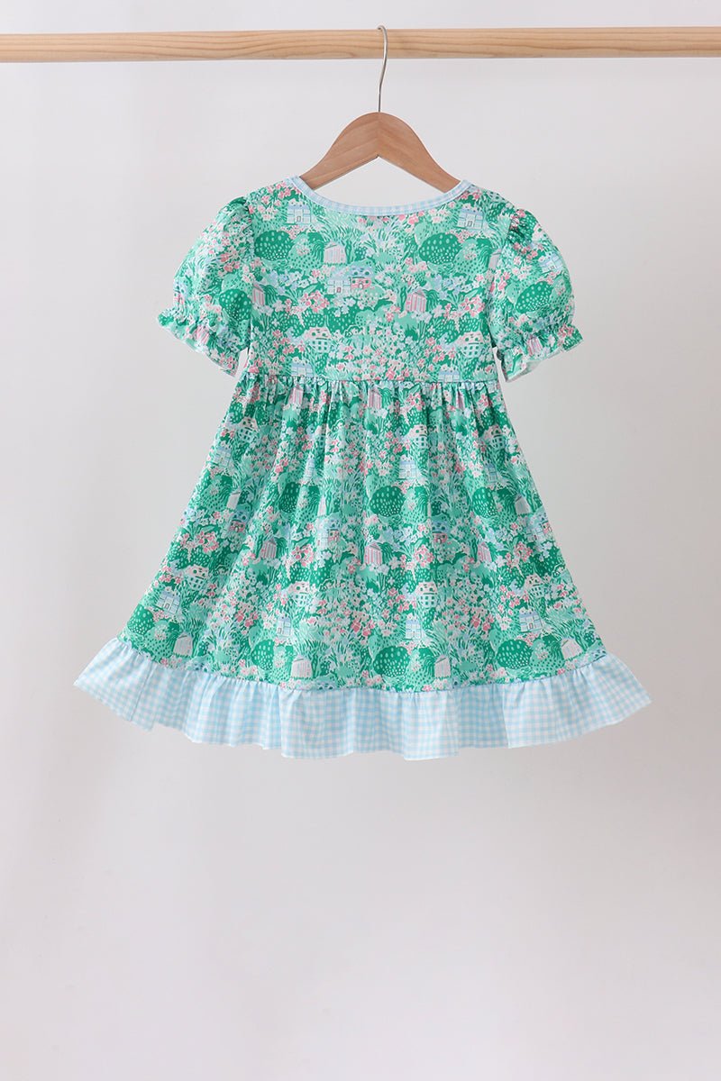 Green house floral Ruffle Dress - Abbies Place