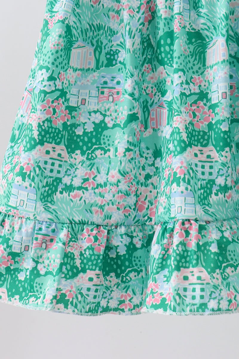 Green house floral Ruffle Shorts Set - Abbies Place
