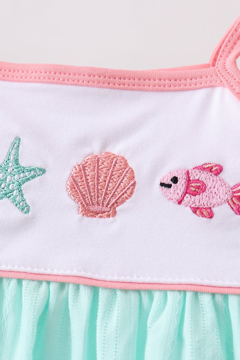 Green Marine Embroidered Jacquard Bloomer Set - Abbies Place