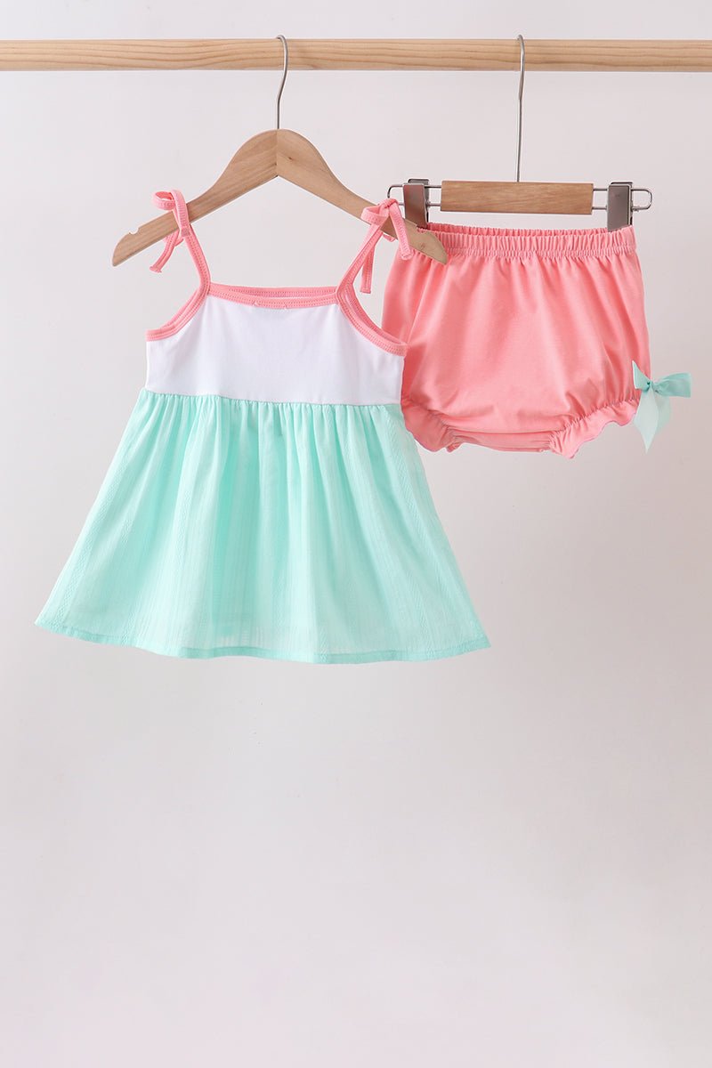 Green Marine Embroidered Jacquard Bloomer Set - Abbies Place