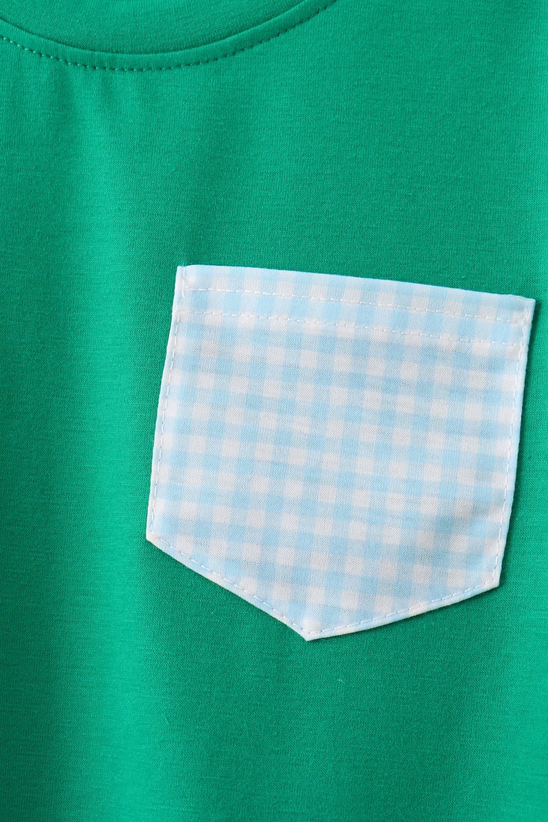 Green pocket grid shorts set - Abbies Place